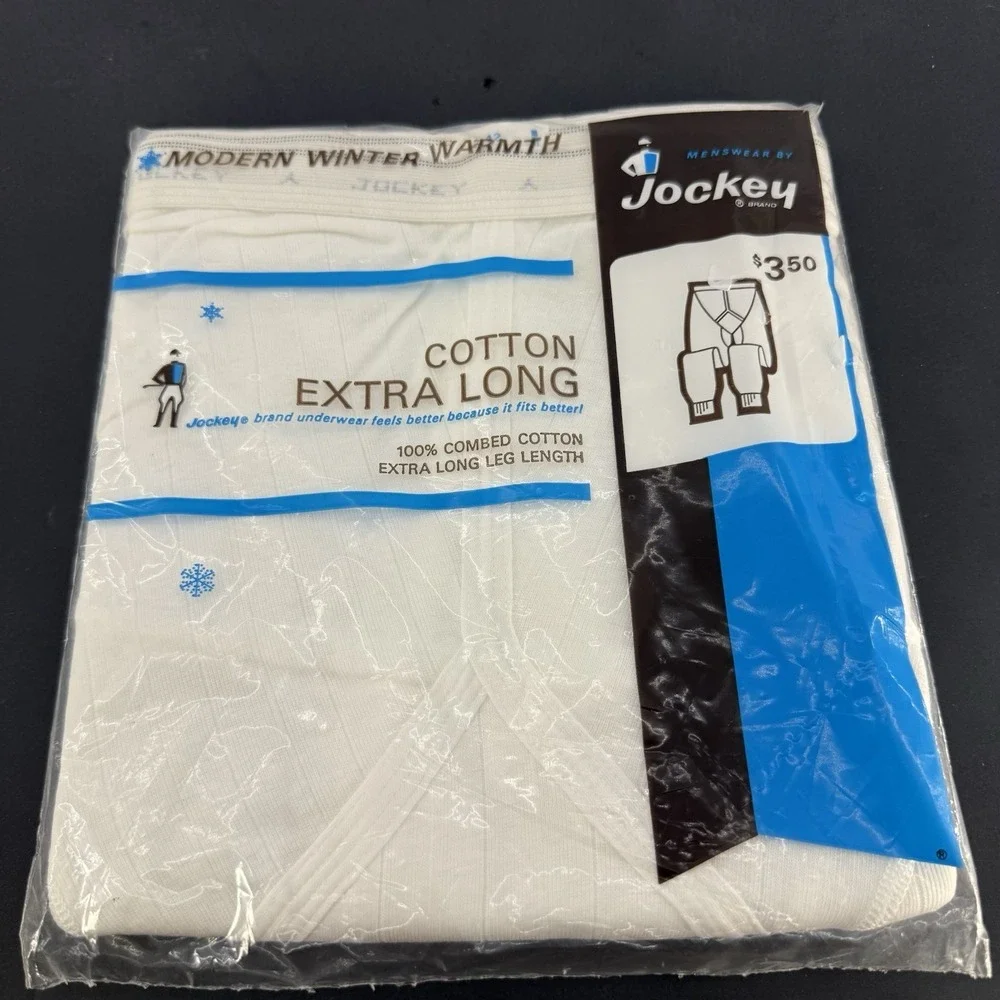 VTG 1960 NOS Jockey Thermal Underwear Cotton Size 42 Extra Long White Style 1203